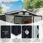 Aoxun 6.2x4 FT Shed Outdoor Galvanized Storage Shed with Large Lockable Doors for Lawn, Backyard, Patio (Black)