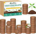 ZeeDix 50 Pcs 30mm Organic Coco Coir Pellets for Seed Starter, Compressed Coconut Coir Potting Soil for Planting, Garden Soil for Indoor Outdoor Plants Bonsai Herbs Flowers Vegetables