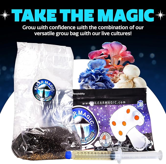 All-In-One Mushroom Grow Kit Bag | Complete Cultivation Kit with Live Cultures, Sterilized Grain Bags, Mushroom Substrate, and Injection port, Easy Grow Various Gourmet Mushroom Species