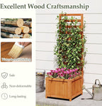 HAPPYGRILL Raised Garden Bed with Trellis, 48" Wood Elevated Planter Box w/Drainage Holes & Gaps for Climbing Plants Vines Flowers, Indoor Outdoor Privacy Fence Planter Raised Bed for Patio Yard (1)