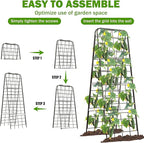 Heavy Duty 50"x17" Adjustable A-Frame Trellis for Climbing Plants – Rust-Proof Metal Garden Trellis with Dense Grid Design, Perfect for Raised Beds, Tomatoes, Cucumbers & Outdoor Vines (Black, 1 Pcs)