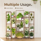 Bamworld Plant Shelf Indoor Hanging Plant Stand Outdoor Large Plant Shelves Tall Flower Holder wooden plant stand for Multiple Plants Plant Rack for Living Room Balcony Decor Garden Clearance Deals 17 Pots Plant Table
