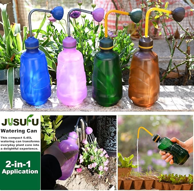 Watering Can for Seedlings, Small Watering Can for House Plant Garden Flower 0.45L (Green)
