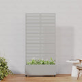 Casaphoria Metal Raised Garden Bed with Trellis and Wheels, 72"x35"x16" Planter Box for Climbing Plants, Vegetables & Vines, Features Drainage Holes and Privacy Screen, Grey-Harold
