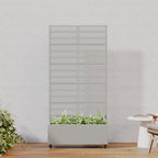 Casaphoria Metal Raised Garden Bed with Trellis and Wheels, 72"x35"x16" Planter Box for Climbing Plants, Vegetables & Vines, Features Drainage Holes and Privacy Screen, Grey-Harold