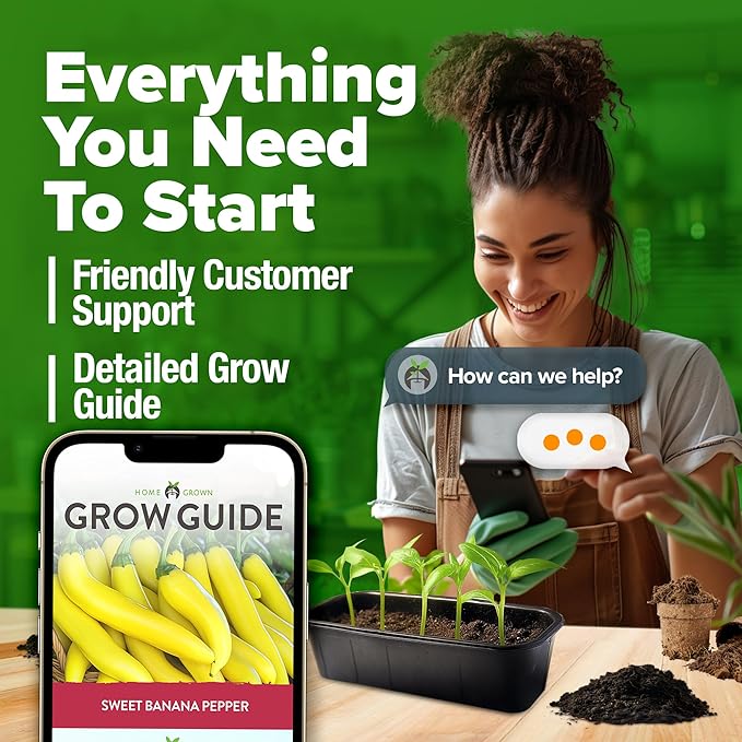 HOME GROWN Banana Pepper Seeds 94+ Heirloom Non GMO Seeds for Planting, High Germination, Sweet & Mild Peppers, Indoor Outdoor Garden, Perfect for Slicing & Pickling, High Yield (Capsicum annuum)