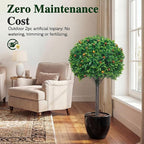 PATIO CHOICE Artificial Topiary Boxwood Ball Trees Set of 2 30" Fake Outdoor Plants Realistic Olive Tree Fake Bushes Lifelike Shrubs Decorations for Outdoor Indoor Front Porch Garden