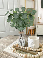 Bessol Artificial Eucalyptus Stems in Glass Vase 14" 6Pcs Faux Eucalyptus Branches Home Table Decor Fake Greenery Plants Stems for Farmhouse Wedding Centerpiece Bathroom Decorations