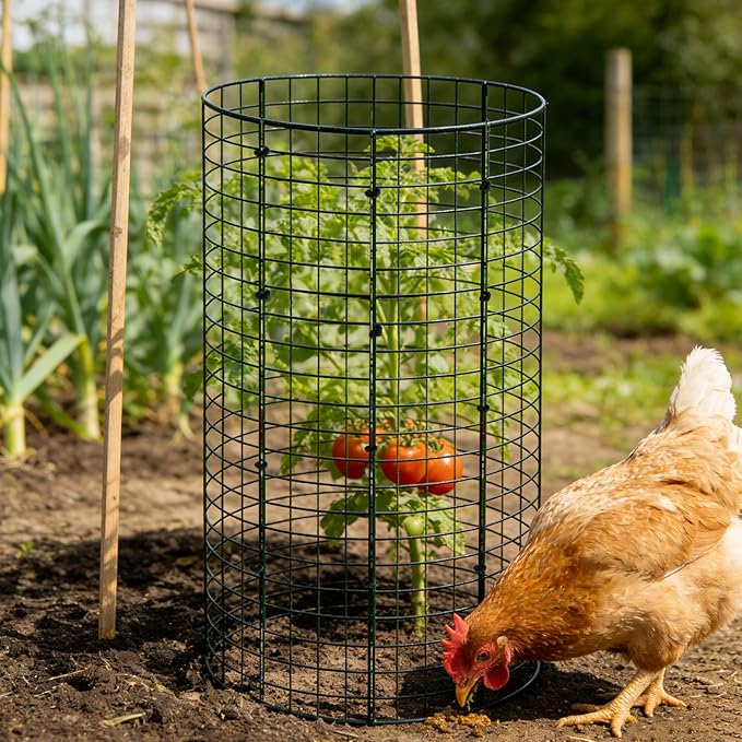 9 Packs 24"x 12" Large Wire Plant Protectors Cages to Keep Animals Out,3 Pcs Mesh Plant Cage Chicken Wire Cloche with Ground Stakes Nylon Ties Protect Plants,Shrubs,Vegetables,Garden Cloche