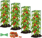 4 Pack Square Tomato Cages for Garden, 45 Inch Adjustable Tomato Stakes, Metal Tomato Trellis, Garden Plant Support for Potted Climbing Plants, Vegetables Flowers Fruits, Raised Garden Bed