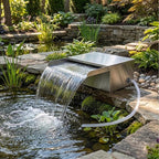 Pond Waterfall Spillway Kit with Filter Media & 800 GPH Pump, 304 Stainless Steel Waterfall Box, 9.8FT Hose, Complete Pond Kit for Outdoor Ponds, Koi Ponds, Fountain (11.8"L x 12"W x 5.1"H)