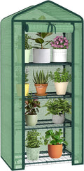AlisisFores 4-Tier Mini Greenhouse Indoor Outdoor with Shelves, Portable Small Green House for Plants with Durable PE Cover & Zipper Door for Seed Starting, Balcony, Patio Garden