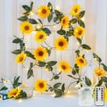 suddus Artificial Sunflower Garland with 60 LED Fairy Lights, Vines with String Lights Battery Operated, Flower Hanging Lights for Indoor, Outdoor, Bedroom, Wedding, Wall, Party (Warm White)