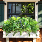 Livole 12 Pcs Artificial Plants Outdoor Faux Plants Fake Greenery Stems with Boston Fern Lavender Morning Glory UV Resistant Artificial Flowers for Outdoors Porch Patio Garden Spring Summer Home Decor