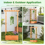 HAPPYGRILL Raised Garden Bed with Trellis, 2 Pack Wood Elevated Garden Bed with Hanging Roof, Planter Box, Drainage Holes for Climbing Plants, Flowers, Vegetables, 31" L x 14" W x 60" H