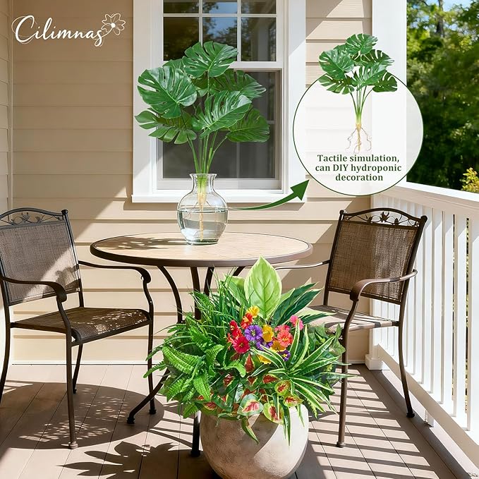 Artificial Plants Outdoor,30PCS UV Resistant Fake Greenery&Flowers with Stems Faux Plant Outside for Front Proch Garden Patio Planters Window Boxes Home Decor(Not Included Planter)