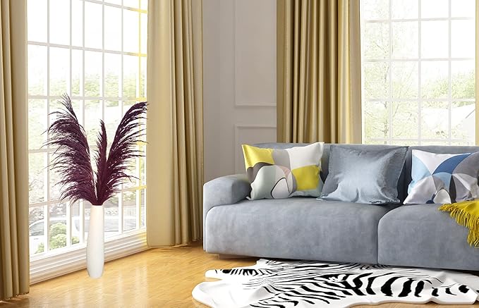 Pampas Grass Decor Tall,Long Pampas, Large Pompas Floral, Elegant Feather Flowers for Wedding Decorations, Living Room Decor (Natural Purple, 4pcs 43.3"(110cm))