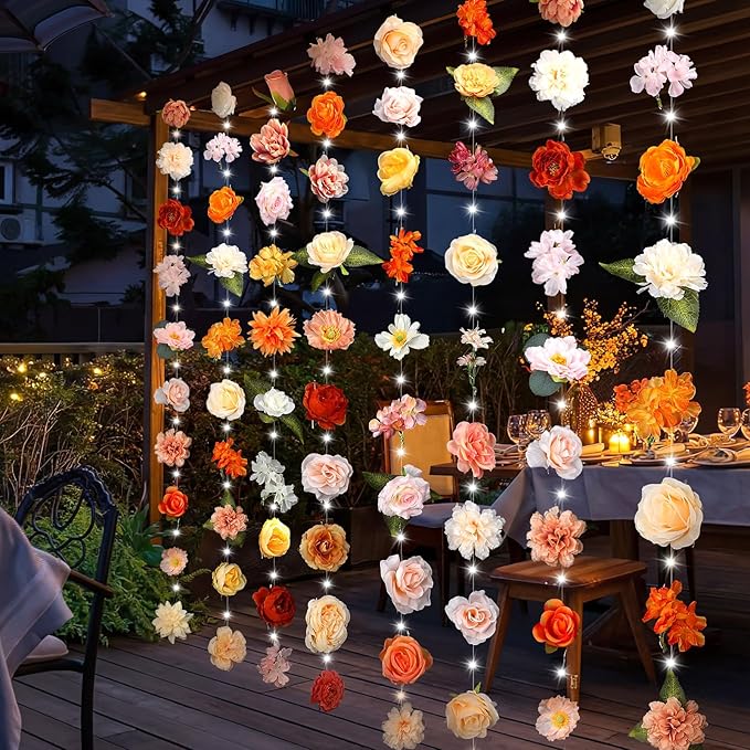 Suncalla 6 Pcs 35.4ft Hanging Flowers Garlands Backdrop Lighted Floating Fake Wildflower Vines LED Floral Garland Ceiling for Spring Wedding Bridal Shower Birthday Graduation Party(Bright,Multicolor)