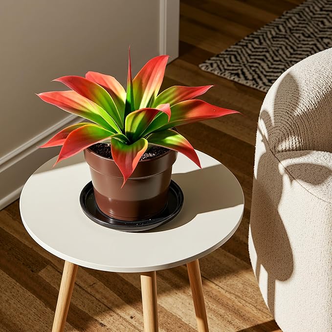 Ttranewsoo Artificial Agave Plants,Large UV Resistant Fake Agave Planters 12" for Indoor and Outdoor Decorating Tropical Plant Succulents Greenery Indoor Decor (2Pack, Red)