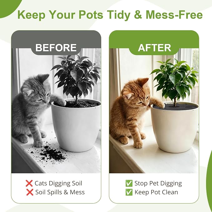 4 Pack 15.7" Cuttable Plant Pot Grids with 16 Stakes, Soil Cover & Cat & Animal Digging Stopper for Indoor Outdoor Garden Plants
