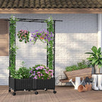 Planter with Trellis Raised Garden Beds, 4.5ft Tall with Screen Indoor Outdoor, Vegetable Flower Privacy Planter Box for Backyard Balcony Patio, Black