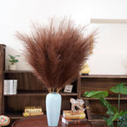 Premium Faux Brown Pampas Grass – 43.3" Tall Fluffy Decor, 8pcs 18-Branch One-Piece Stems No Assembly, Luxury Silk-Feel Feather Flowers for Boho Rustic Modern Home Decor (Cocoa Brown, 8 Stems / 110cm)