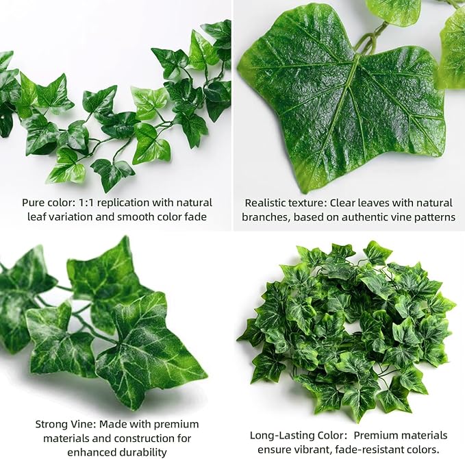 Fake Vines for Room Decor 100 Pack 750 Ft Artificial lvy Greenery Garland Vine Leaves, Leaf Plants Flowers Foliage for Bedroom,Garden Wall. Decor Indoor Outdoor