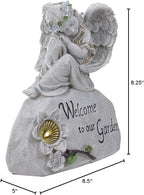 Northlight 10" Religious Peaceful Angel "Welcome To Our Garden" Solar Powered Outdoor Patio Statue