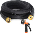 Garden Hose 25FT, Ultra-Lightweight Flexible PVC Water Hose - No-Kink, No-Twist Design with Crush-Proof Aluminum Fittings, All-Weather Puncture Resistant for Gardening and Patio Cleaning(Black,25FT)