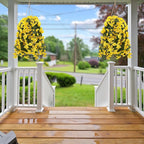 Sggvecsy Artificial Fake Hanging Flowers Plants for Outdoor Outside Spring Summer Decoration 2PCS Faux Silk UV Resistant Realistic Morning Glory Trailing Vines for Home Porch Patio Balcony(Yellow)