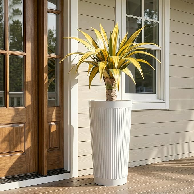Artificial Green Edged Gold Leaf Spiny Agave Plant with 23 Leaves, 23.62in Faux Agave for Indoor & Outdoor Home Decor Perfect for Porch Living Room Bedroom Patio & Office（2 Pack）