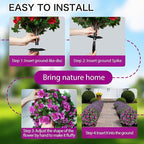 Artificial Flowers for Outdoors, Faux Outdoor Plants Fake Plants Topiary Balls Artificial Outdoor Set of 2 with Ground Spike for Home Front Porch Patio Garden Decor (Rose Purple)