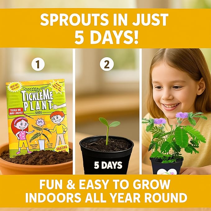 Mother’s Day Gift for Mom – TickleMe Plant – Moves When Touched – Grows Pink Flowers – “I’m Tickled You’re My Mom” – Unique Gift from Kids – Easy Indoor Kit