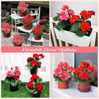 TURNMEON 2 Pack Artificial Geranium Fake Flowers for Outdoors Spring Summer Decor, Silk Geraniums Flowers UV Resistant Faux Flower Potted Plants for Gardens Farmhouse Indoor Home Table Decor (Mixed)