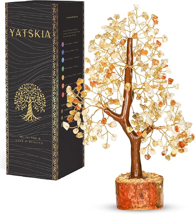 Citrine Healing Crystal - Gemstone Tree, Bonsai Trees, Feng Shui Tree, Crystal Gifts for Women, Arbol De La Abundancia, Crytals and Gemstones