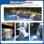 Stainless Steel Waterfall Spillway for Fish Ponds & Pool Fountains, 25cm Wide Outlet with PVC Connector, Durable Silver Finish for Garden Water Features & Landscaping