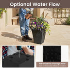 Giantex Square Taper Planter Set of 2, 10"x10"x14" Self-Watering Flower Pots with/Removable Inner Bucket & Drainage Holes, Indoor Outdoor Decorative Plant Container for Porch Balcony, Black