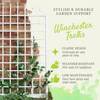Dura-Trel Winchester Vinyl Trellis, Outdoor Plant Support Frame, 57" x 95", White - Decorative Grid-Style Lattice for Climbing Vines & Flowers, Use Against Walls or Fences