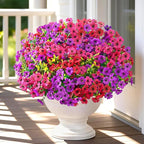 Artificial Flowers for Outdoors, 12 Bundles UV Resistant Fake Outdoor Flowers, Realistic Faux Outdoor Flowers for Decoration, Outside Fake Plants for Porch Garden Decor, Mixed Rose Red Purple