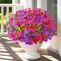 Artificial Flowers for Outdoors, 22 Bundles UV Resistant Fake Outdoor Flowers, Realistic Faux Outdoor Flowers for Decoration, Outside Fake Plants for Porch Garden Decor, Mixed Rose Red Purple