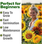 HOME GROWN Sunflower Seeds Mix Pack 1,500+ 9 Colorful Varieties of Sun Flower Seeds to Plant - 2-10ft Tall Plants, Pollinator Friendly, Easy to Grow, High Germination