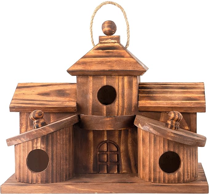 COLEBA Bird Houses for Outside,Outdoor 5 Hole Bird House Room for 5 Bird Families Bluebird Finch Cardinals Hanging Birdhouse for Garden