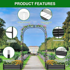 SUNYRISY Galvanized Raised Garden Bed with 87" H Arch Trellis for Climbing Plants Outdoor, Large Metal Planter Box with Netting for Gardening Flowers Vegetables Fruit, Black