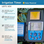 DIG LEIT 1 ASV.075 Solar Irrigation Controller with 3/4" Anti Siphon Valve | Solar-Powered, Smart Programming | Ideal for Drip & Sprinkler Systems in Residential & Commercial Irrigation (Weatherproof)