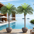 7ft Tall Artificial Phoenix Palm Tree for Outdoor Indoor Decor, Large Faux Coconut Silk Palm Tree Tropical Fake Tree Perfect for Outside Patio Poolside Home Office Decor (Set of 2)