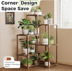 Bamworld Plant Stand Indoor Plant Shelf Outdoor Corner Wood Plant Table 7 Pots Flower Stands for Living Room Plant Rack Indoor for Multiple Plants Patio Balcony Garden Decor