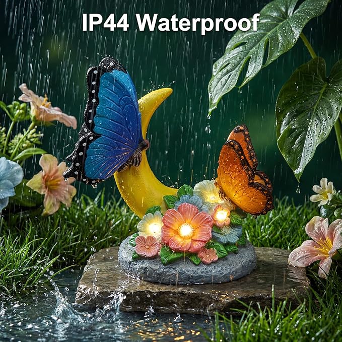 Rempry Solar Garden Butterfly Statue Decor for Yard Lawn Patio Outdoor, Unique Thanksgiving Anniversary Housewarming Decoration Gifts for Mom Grandma Women
