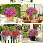 Alupssuc 48 Bundles Artificial Flowers for Outdoors Planters Spring Decoration, UV Resistant Faux Eucalyptus Violet and Lavender Silk Fake Plants for Outside Indoor Yard Home Patio Decor, Mix 3 Colors