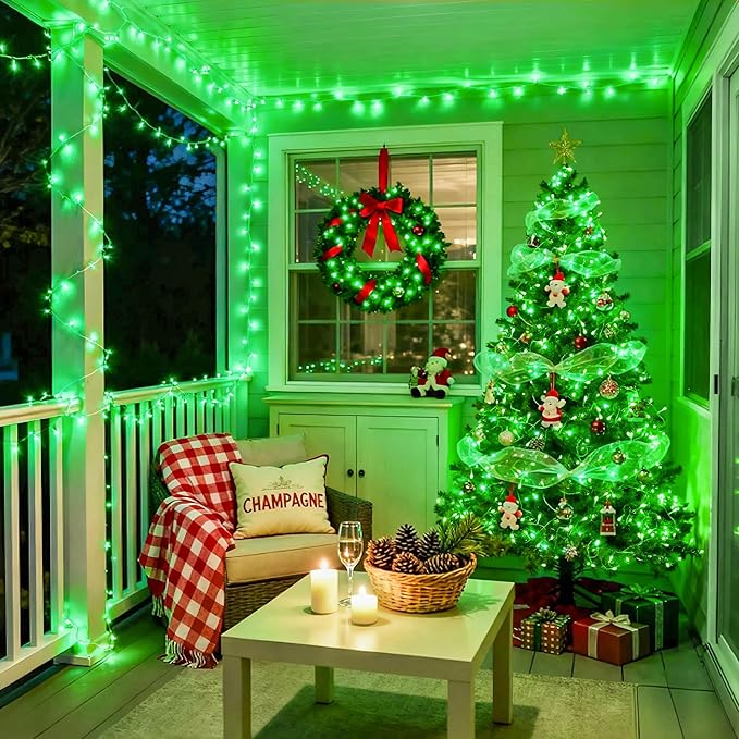 JMEXSUSS 600 LED Green St Patricks Day String Lights, 168Ft Clear Wire Christmas Lights for Indoor Outdoor Tree Yard Party Decor, Plug-in, 8 Mode with Remote