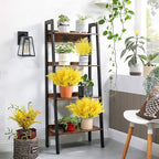 RECUTMS Artificial Fake Flowers Faux Outdoor Plastic Plants 12 Bundles UV Resistant Spring Plants Faux Flowers Artificial Boxwood Greenery Indoor Outside Spring Home Garden Decor(Pure Yellow)